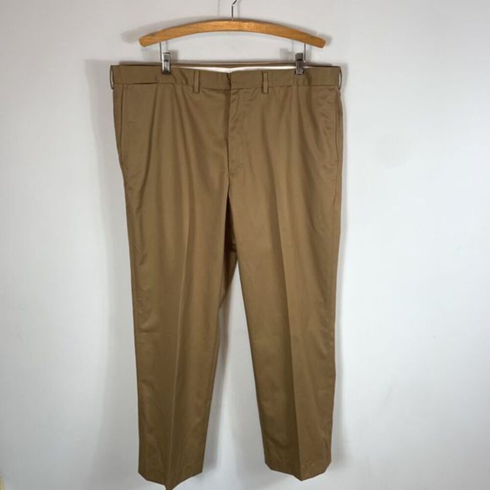 Lands' End Men's Traditional Fit Cotton Dress Pants Lt Brown Khaki 42x30.5 - Picture 1 of 11
